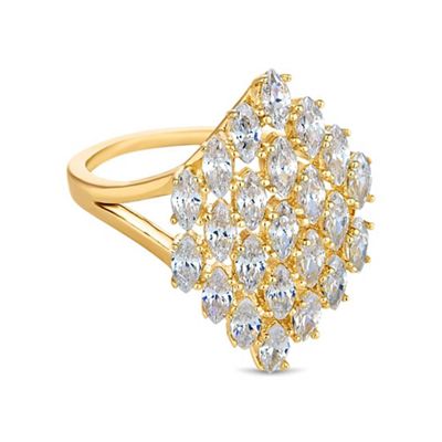 Gold crystal cluster ring